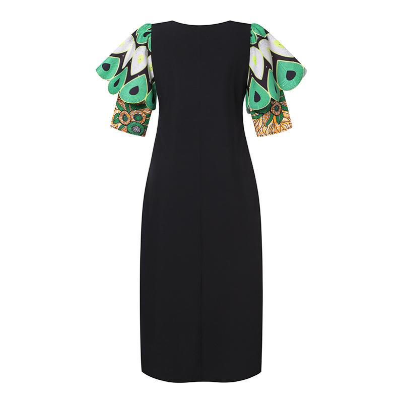 Oversized Women's 3/4 Sleeve Round Neck Floral Printed Long Dresses