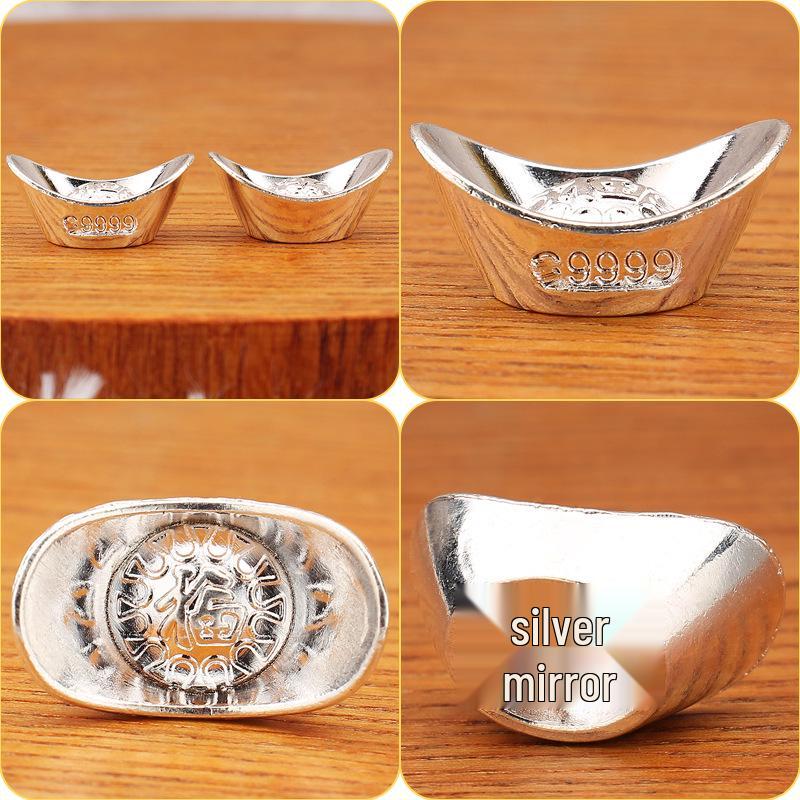 Silver Fu Character Ingot Ornament - Ideal Gift for Birthdays, Sales Meetings, Investments, and Scenic Spots.