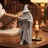 Настольное украшение для кабинета, 3D-печатная фигурка читающего волшебника для книжной полки, Ретро-статуэтка из смолы, Маленький офисный декор, Домашнее украшение, Фэнтези