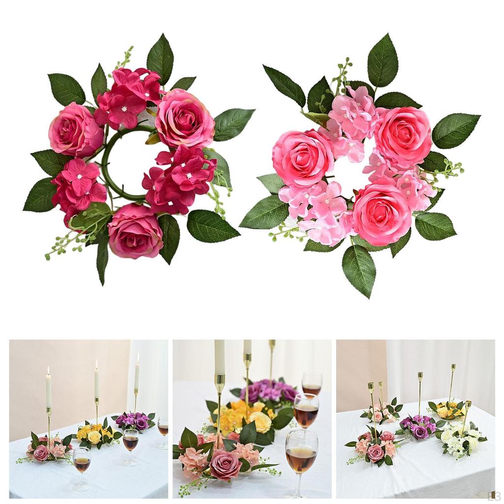 20cm Candle Ring Wreaths Centerpieces Festival Flower Garland Tabletop Thanksgiving Wedding Easter