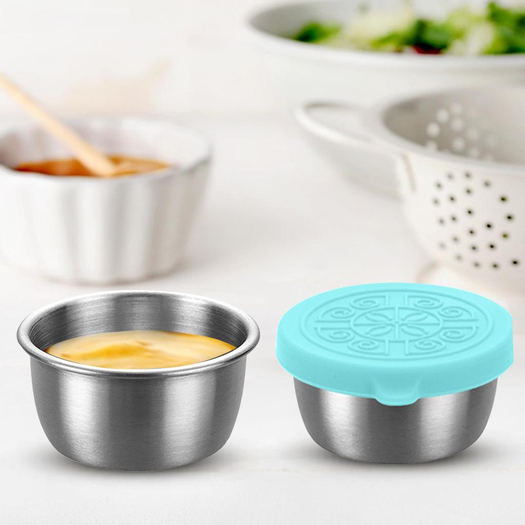 6 шт. Контейнер для заправки, Нержавеющая сталь, небольшие контейнеры для приправ с герметичными силиконовыми крышками, многоразовые контейнеры для ланч-боксов, пикников