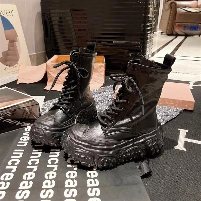 Designer Platform Ankle Boots Women Sneaker Plush Snow Shoes Woman Sport Winter Trend High Heel Leather Chelsea Goth Botas Mujer