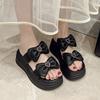 Модная обувь Домашние тапочки Платформа Шлепанцы с бантом Слиперы Женские Летние Мягкие 2025 Бант Женская обувь Бант Сл