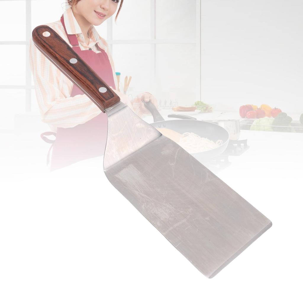 Лопатка для жарки Деревянная ручка Нержавеющая сталь Многофункциональная лопатка для барбекю гриля Кухня Приготовление