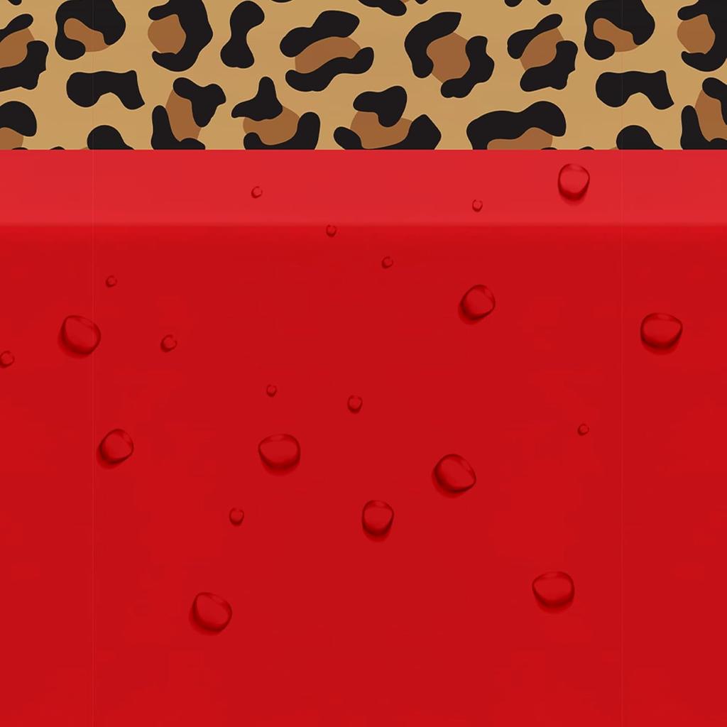 Скатерть с принтом гепарда и леопарда для вечеринки, 3 шт. Одноразовые красные и леопардовые принадлежности для вечеринки по случаю дня рождения, покрытие для стола, скатерть-дорожка с принтом, для