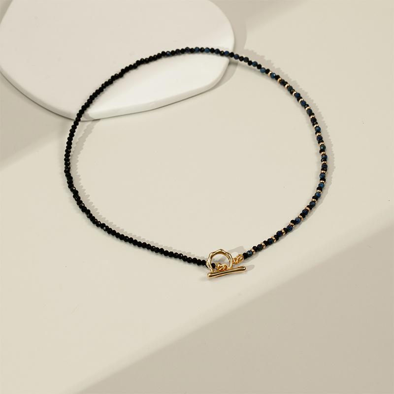 Retro Lapis Lazuli and Black Spinel Layered Choker Necklace for Women