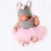Костюм для новорожденной фотосессии кружевная сетчатая балетная юбка + вязаная шапка с кроликом + комбинезон милая детская одежда для девочек для фотосессий