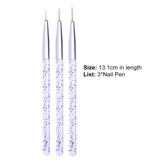 3Pcs/Set Nail Painting Pen Colorful Surface Ergonomics Handle Ultra Thin Flower Design Stripes Lines Liner DIY Drawing Pen for Manicure