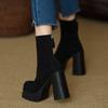 New Fashion Women's Ankle Boots Very High Heels Booties Heeled Short Shoes for Woman Suede Platform Sock with Boot Zapatos Mujer