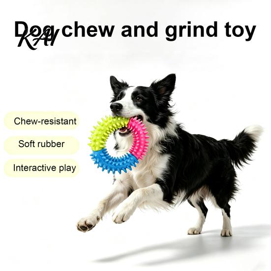 Non-Toxic Rubber Dog Ring Spiky Toy, Chew Interactive Dental Cleaning Toys for Dogs Fetch And Teeth Toy Aggressive Chewers Energy Consuming