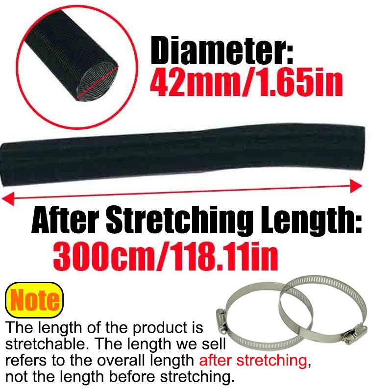25mm 42mm 60mm 50mm 75mm 80mm Air Diesel Parking Heater Duct Pipe Tube Hose 3M 5M Length With 2 Clamps For Webasto Eberspacher