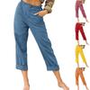 Fashion Solid Color Cotton Linen Fashion Loose High Waist Casual Pants For Women