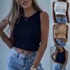 Женские однотонные майки без рукавов с U-образным вырезом, базовая рубашка, летние повседневные футболки для тренировок