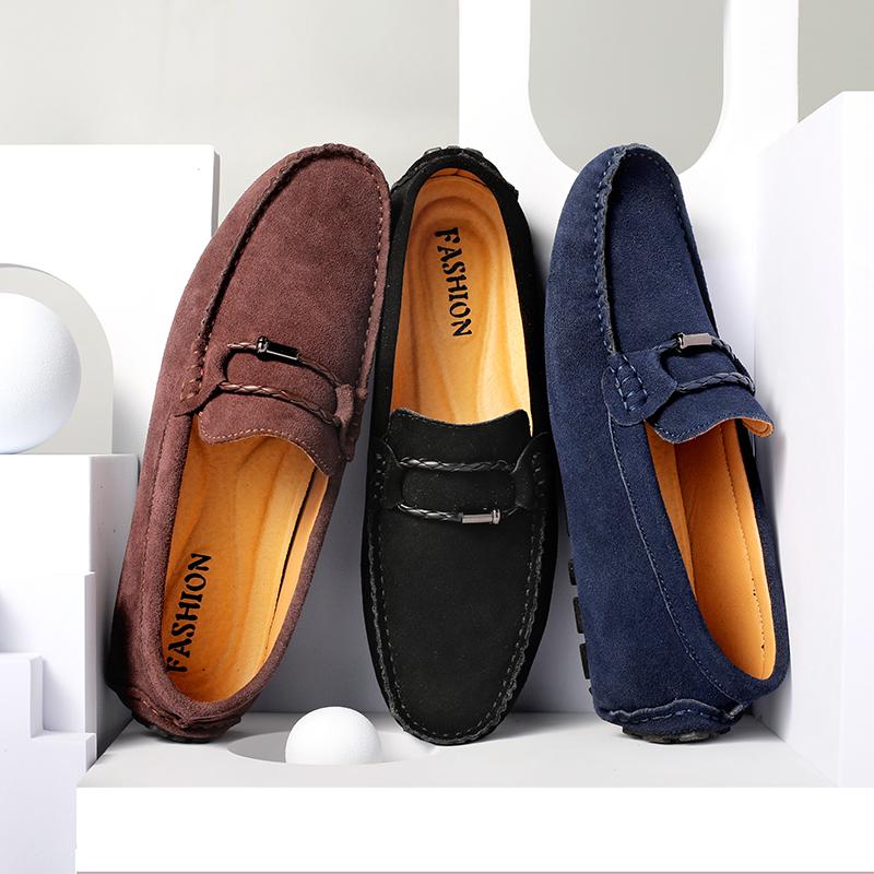 Loafers Shoes for Men Slip On Anti-Slip Flat Men Shoes Suede Moccasins Casual Sneakers Man Breathable Big Size 38-49 Lightweight