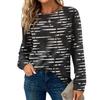 Women's Striped Print Round Neck Long Sleeve Loose Casual Top