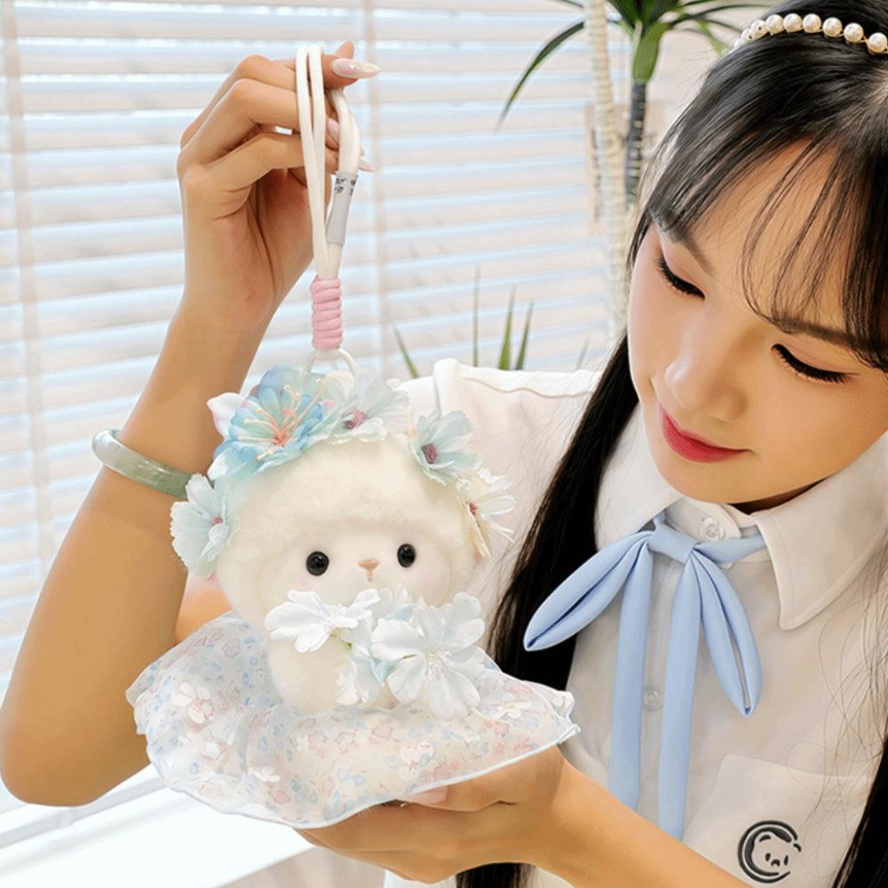 Soft Sheep Doll Keychain Plush Backpack Pendant Ornament Cute Bag Hanging Decor Bag