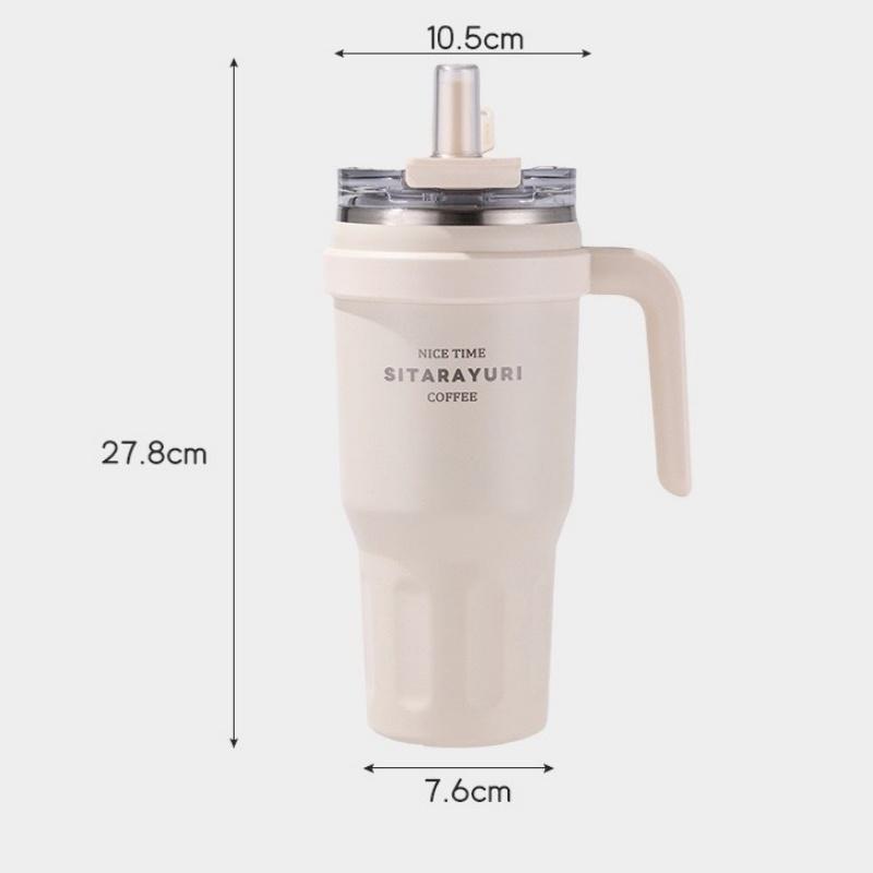 JUSTINLAU 1.1L Thermos Cup Stainless Steel Vacuum Flasks with Dust-proof Straw Cap Double-drink Car Cups Leak-proof Travel Mugs