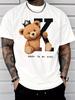 2026 Summer Classic Street Unisexs Casual Trendy Teddy Bear Crown Letter K Printed Round Neck Short Sleeve Soft Breathable Tshirt