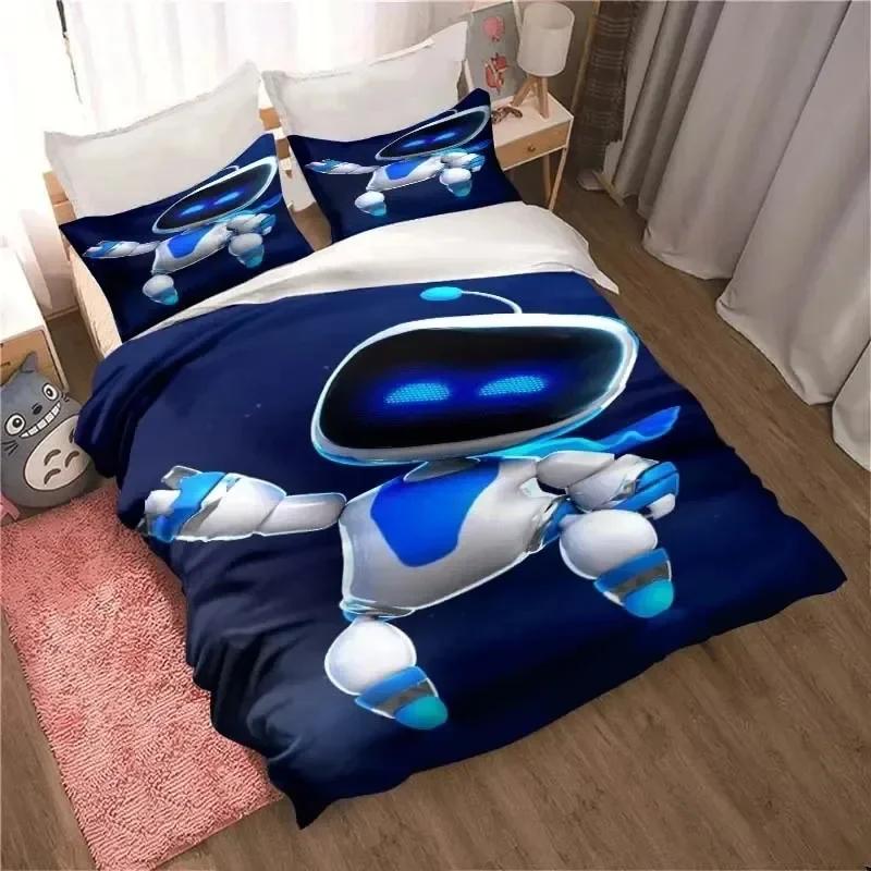 Комплект постельного белья с милым мультяшным рисунком Astro Bot, пододеяльник, односпальная кровать, двуспальная кровать размера King Size, комплект постельного белья для взрослых мальчиков, пододеяльник, наволочка