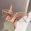 New Cat Eye Glasses Pink Frame Metal Anti Blue Light Flat Glasses Plain Brand Design Retro Myopia Women Computer Eyewear