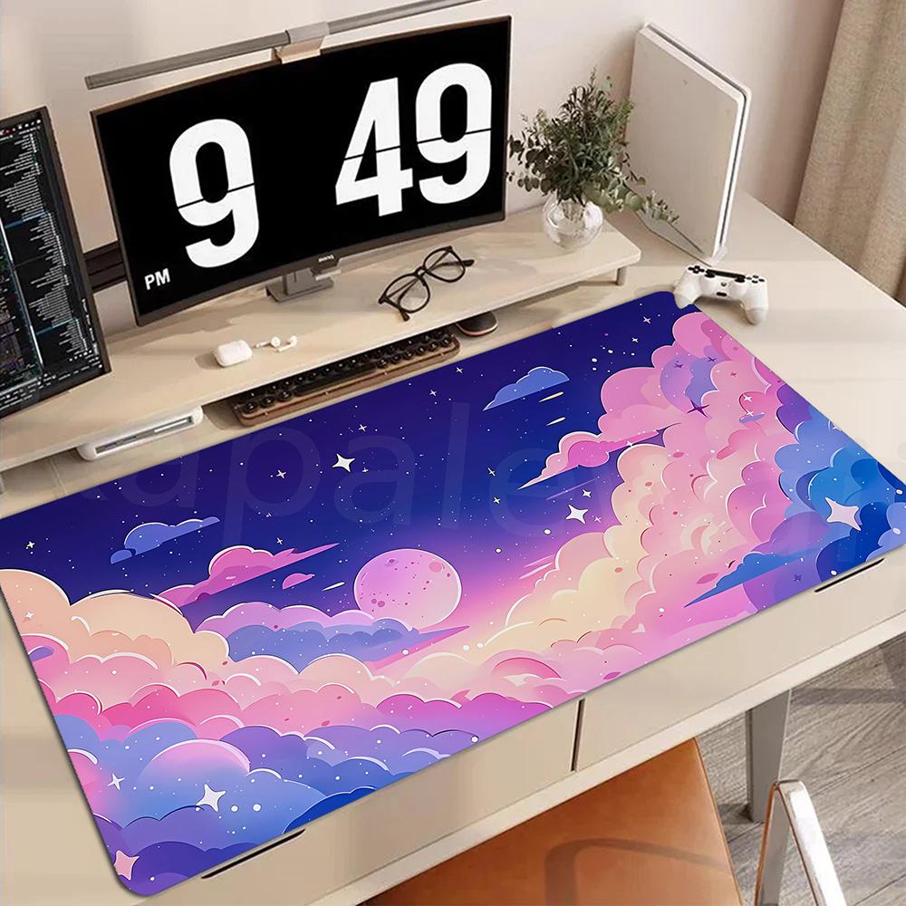 Mousepads Kawaii Anime design Mouse Pad Colorful Clouds Pink Computer Desk Mat Rubber Carpet pc Gaming mat maus pad