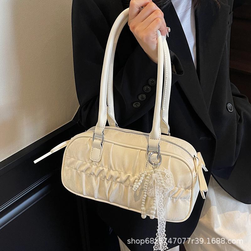 Foreign Style Bag Women's 2025 New Fashion High-end Bowling Handbag Ins Versatile Shoulder Messenger Bag