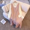 Plus-size Women's Gentle Style Knitted Sweater Straight Tank Top Dress Set