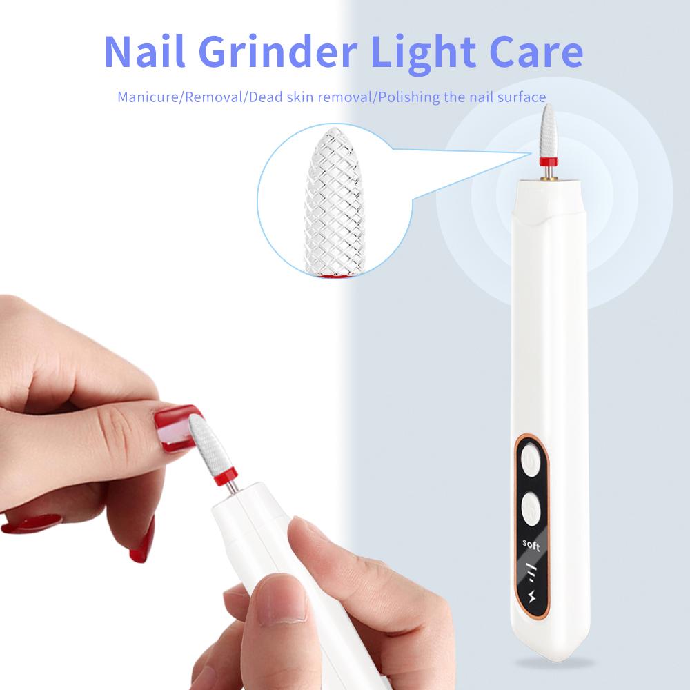 TEWIRROW Электрическая дрель для ногтей, портативный маникюрный набор, шлифовальная машинка для ногтей, пилка для полировки и формирования ручки, набор для педикюра для удаления геля