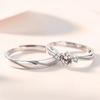 S999 Pure Silver Couple Couple Rings Light Luxury Minority Design Sense Ring Open Adjustable Sterling Silver Ring