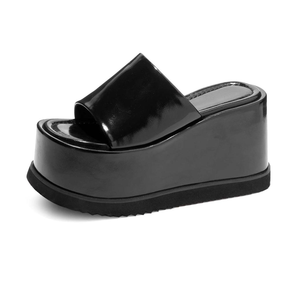 Модные Krazing Pot Натуральная кожа Супервысокие танкетки Повседневные Пляжные Слингбэки Мюли Платформа Летние сандалии Лаконичные Роскошные Уличные тапочки