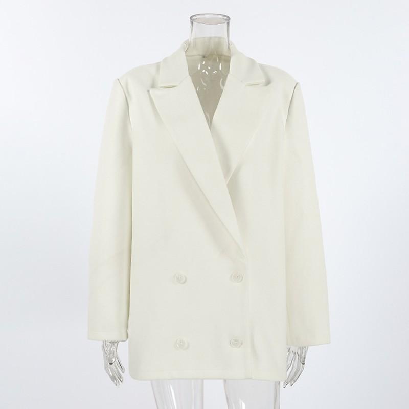 Womens Loose Fit Wool Blend Blazer Coat 2026 Beige Mid-Length Elegant Commuter Outerwear