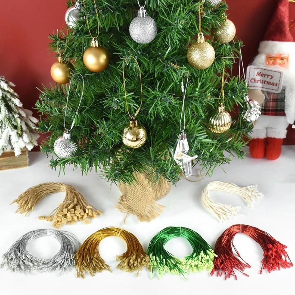 100pcs with Snaps Locking Christmas Hanging Strings Polyester Xmas Ball Ropes Xmas Tree Decor