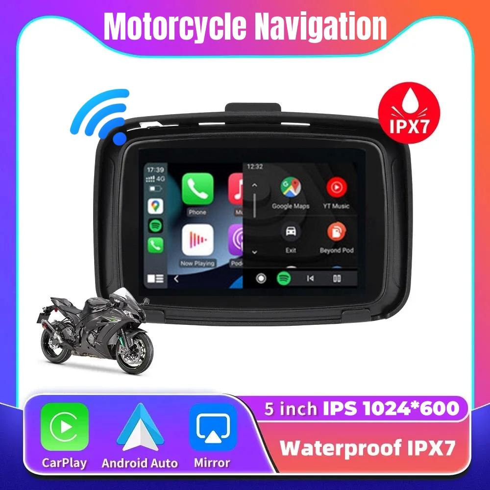 5 Inch Motorcycle Wireless Apple Carplay Android Auto Portable Navigation GPS Screen IPX7 Motorcycle Waterproof Display