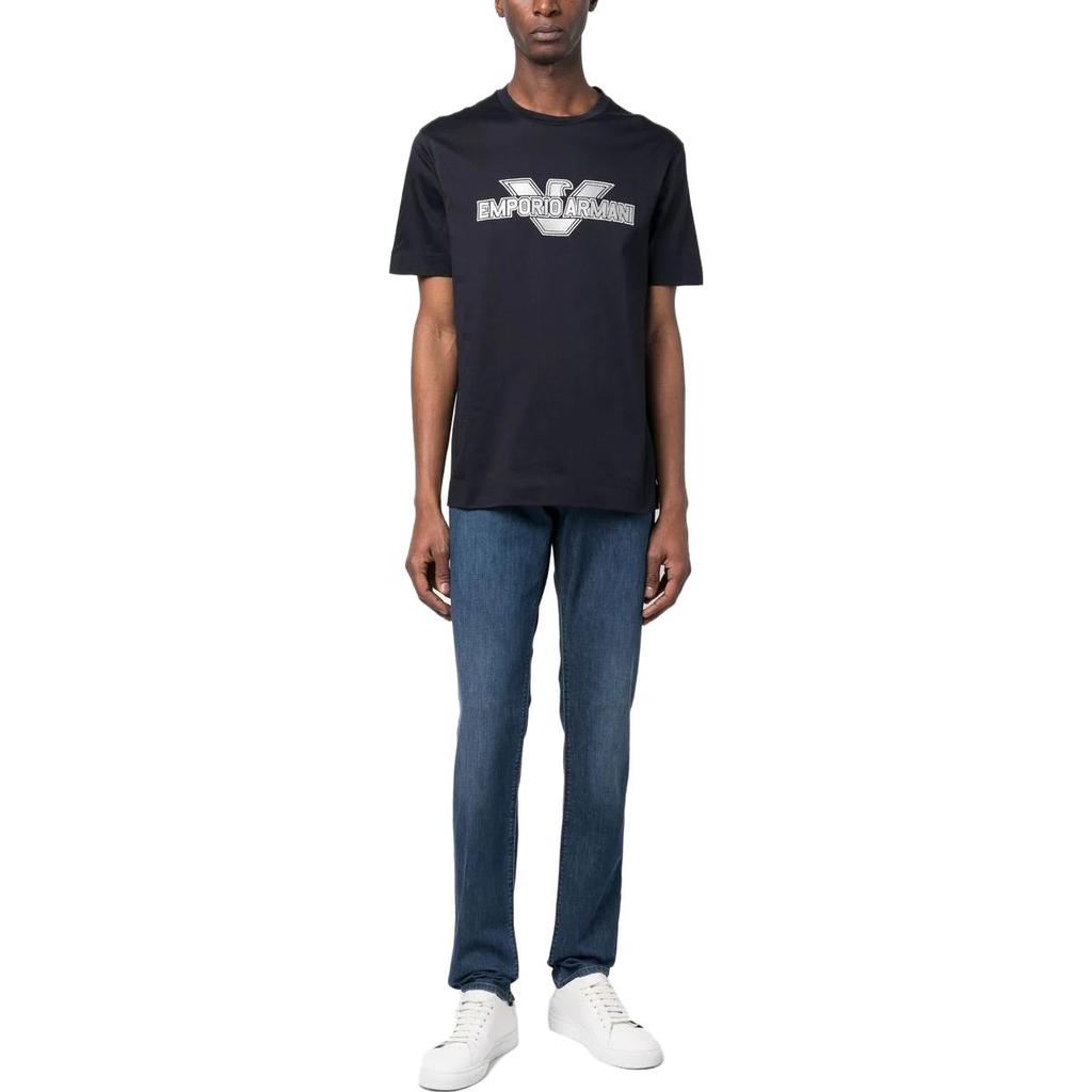 Emporio Armani Мужская футболка с коротким рукавом и принтом логотипа SS23 Топы Темно-синий 3R1TU8-1JSAZ-0920