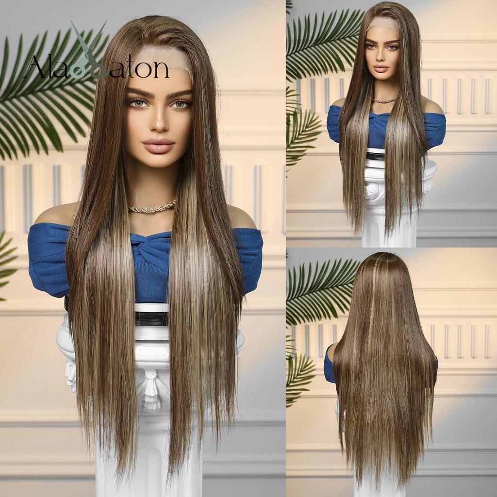 ALAN EATON Синтетический женский парик на шнурке 13x4, длинные волнистые парики, светлый цвет, на каждый день, для вечеринок, высокая плотность, термостойкие волосы