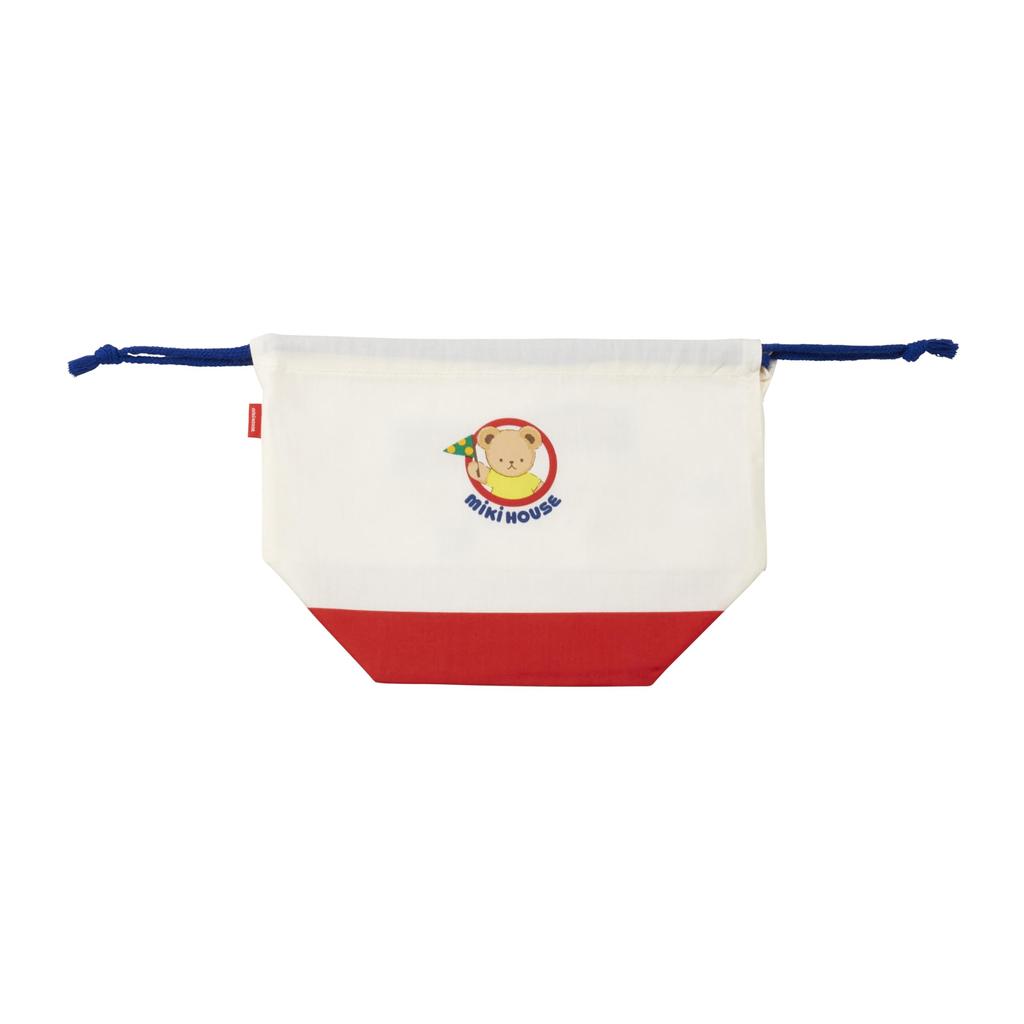 MIKI HOUSE תיק אוכל, תיק בנטו, תיק אוכל בשרוך, עיצוב דוב, מיוצר ביפן, לבנים ולבנות, תינוק, ילדים, גן ילדים, מעון, ילדים