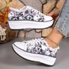 Кеды холщовые повседневные на платформе большого размера с граффити, новые весенне-осенние, низкие, на шнуровке, женские