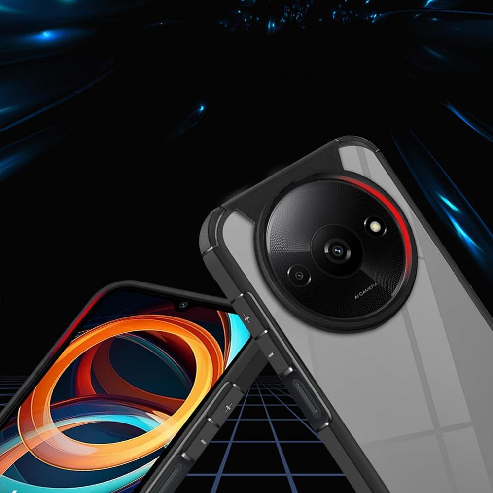 Xiaomi Redmi A3 Case, Fusion Hybrid, with Camera Protection, Transparent/Black