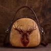 Genuine Leather Women Handbags Vintage Bull Head Embossed Shoulder Bags Fashion Ladies Crossbody Bag Purse GZW