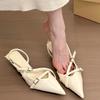 Pointed Toe Buckle Strap Women Sandals Fashion Sexy Party Slingbacks Summer High Heeled Shoes Woman Sandalias De Mujer Tacones