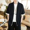 Summer Men Kimono Jackets Cardigan Lightweight Casual Cotton Blends Linen Seven Sleeves Open Front Hanfu Coat