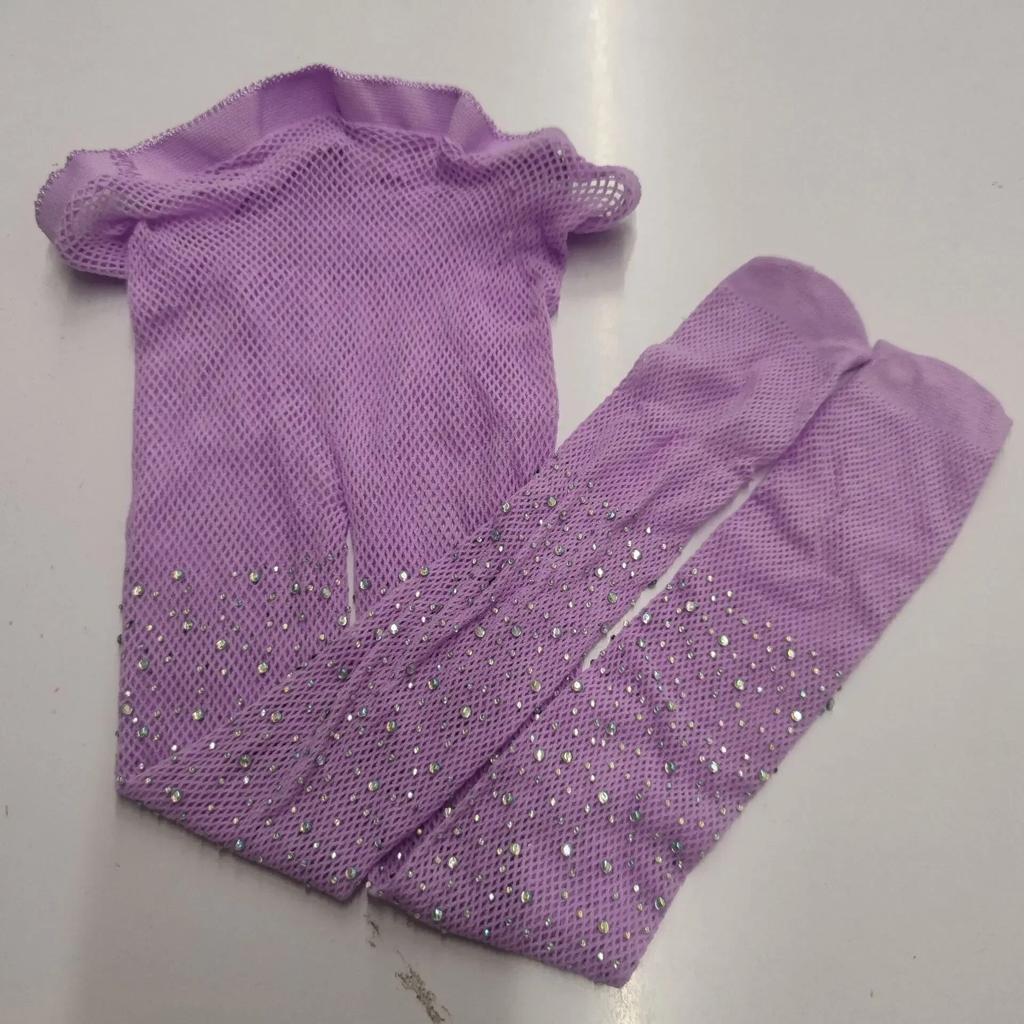 Детские модные сетчатые колготки с украшениями из стразов разных цветов