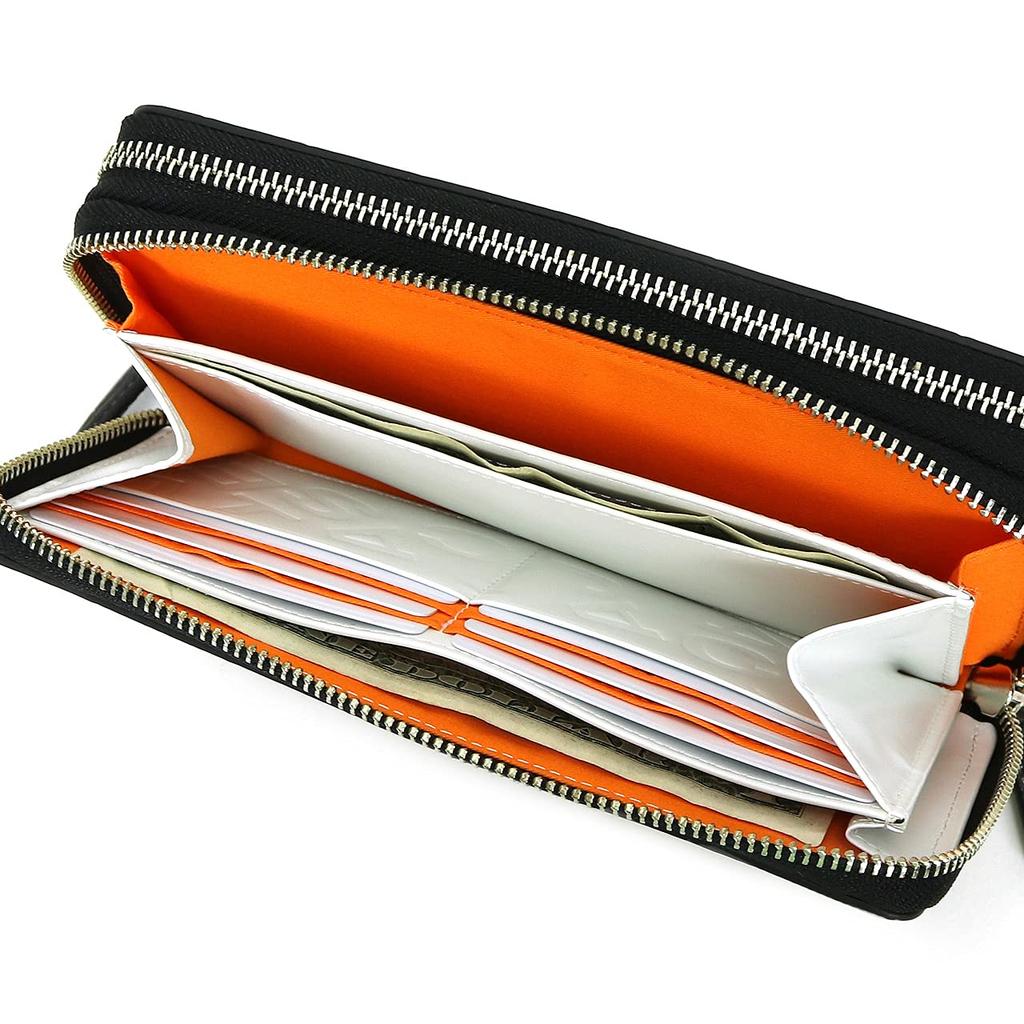 Castelbajac Gypse 023624 Round Zipper Long Wallet with Coin Purse, 2 Rooms, Black