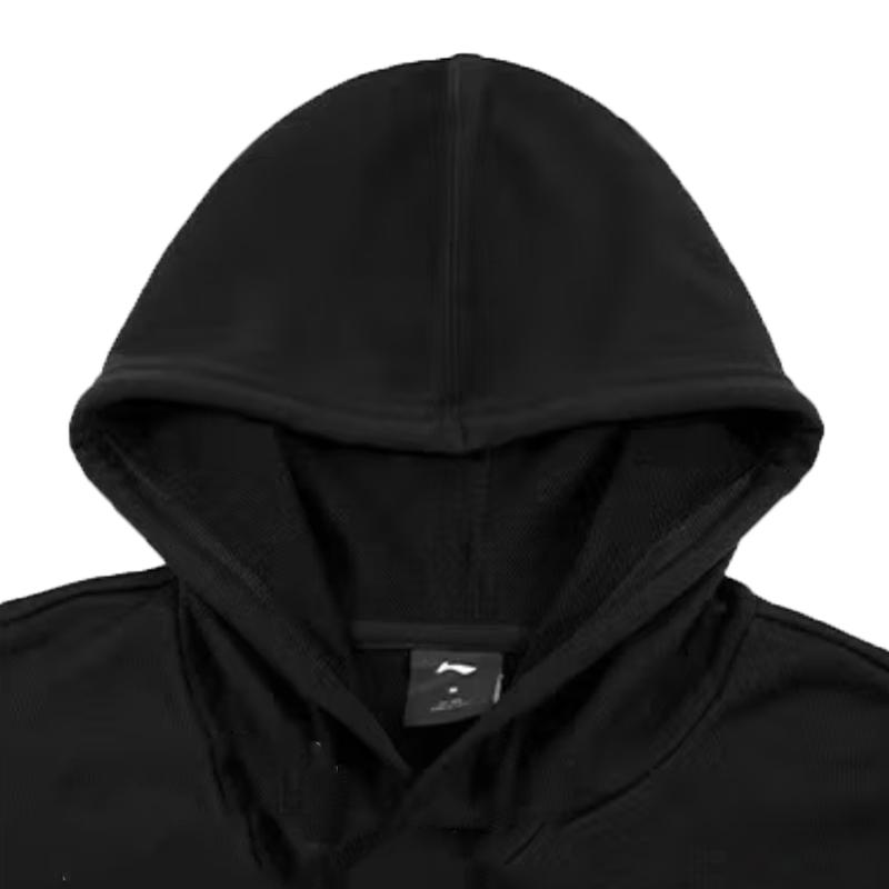 LiNing Plain Simple Loose Comfortable Versatile Hooded Pullover Sweatshirt Casual Sports Suit Unisex Sweatshirt Black YWDV383-1+YKLV227-1