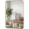 Rectangular Wall Mirror, 90 x 60 cm Wall Mounted Bathroom Mirror w/ Aluminium Alloy Frame and Tempered Glass, Gold Tone
