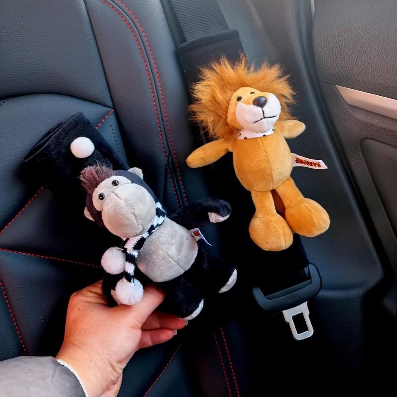 Cute Animal Plush Car Seatbelt Shoulder Pad Cover Women - Soft Crystal Velvet Safety Belt Protector Decor Accessory