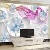 Modern Wall Mural European Stereoscopic Round Dream Flower Jewels Wallpaper Living Room Background Wallpaper