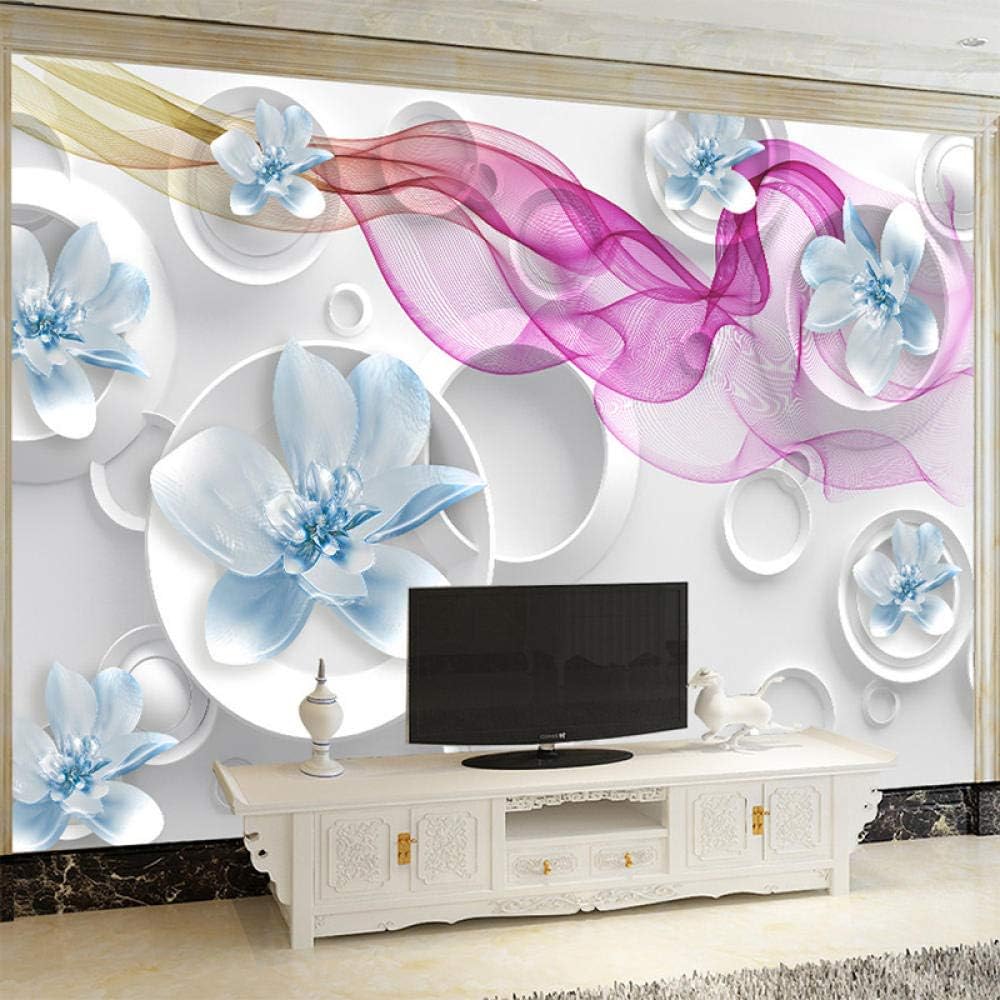 Modern Wall Mural European Stereoscopic Round Dream Flower Jewels Wallpaper Living Room Background Wallpaper