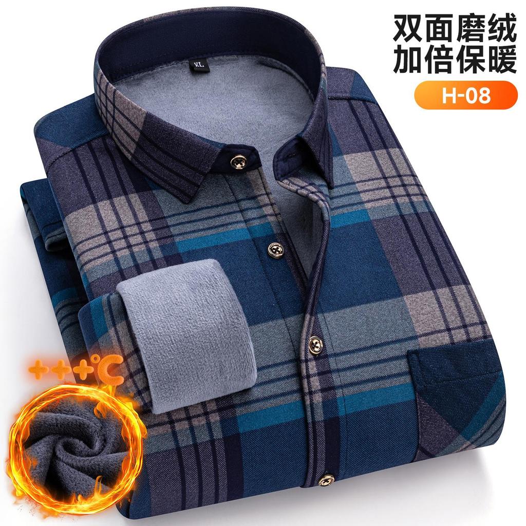 Новая мужская рубашка больших размеров 8XL 7XL 6XL, осенне-зимняя, флисовая, утолщенная, теплая, с длинным рукавом, в клетку, деловая, повседневная, приталенная, мужская одежда