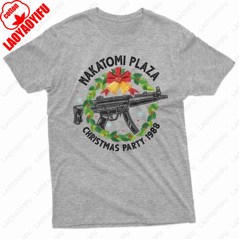 Fashion Unisexs Nakatomi Plaza Oneck Shirt Vintage Christmas Party 1988 Graphic TShirt Funny Christmas Movie Unisex Cotton Tees